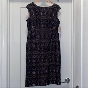 🌹 NWT! Black and Nude KASPER Overlay Dress - Size 14